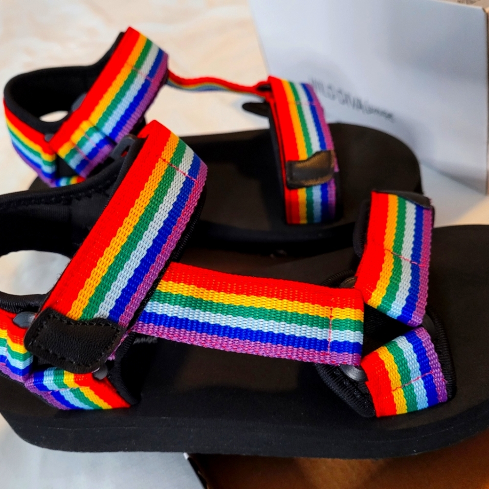 Rainbow stripe sandals